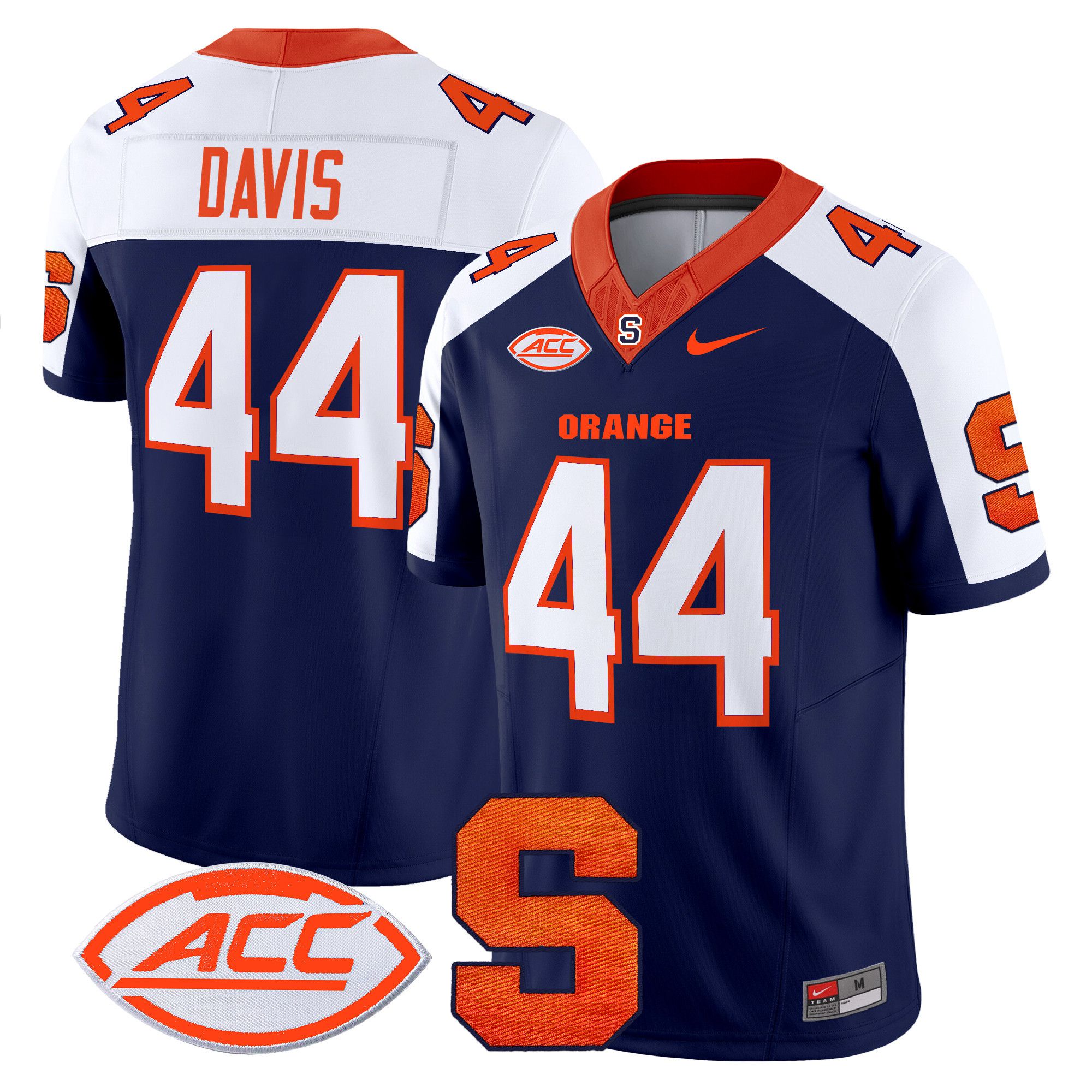 Men Syracuse Orange #44 Davis Blue Nike 2024 Vapor Limited NCAA Jersey->ncaa teams->NCAA Jersey